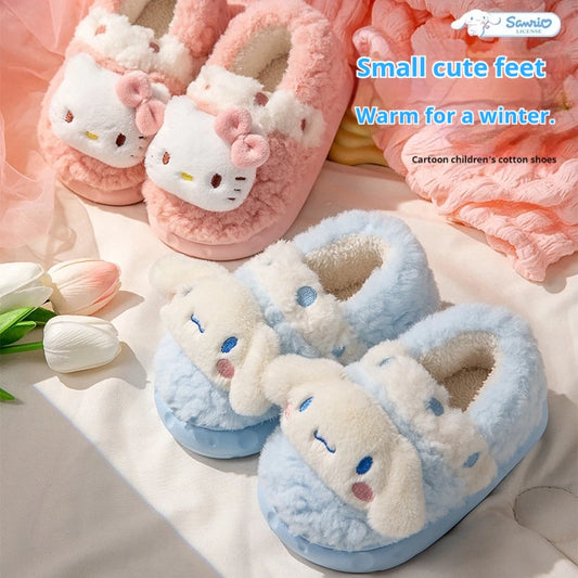 Hello Kitty Children's Slippers Winter Cute Indoor Warm Plush Slippers Sanrio Cute Girl Birthday Gift Anime peripherals