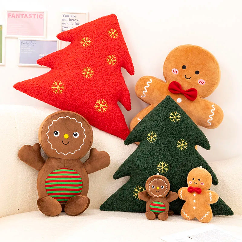 Christmas Decoration Plush Toys Cute Gingerbread Man Plushie Toy Biscuit Man Doll Cartoon Soft Anime Pillow Home Decor Kids Gift