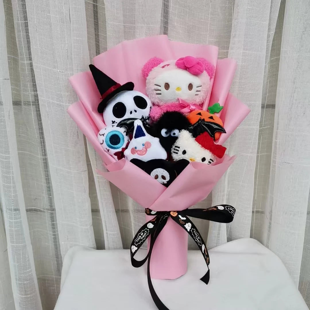 Halloween Animal Plush Bouquet Funny Toy Kuromi My Melody Hello Kitty Cinnamoroll Dolls Christmas and Valentine's Day Gifts