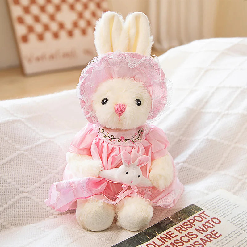 25/40cm Lovely Teddy Bear Bunny Wearing NightdressPlush Toys Stuffed Dolls For Baby Girls Children Girl Birthday Xmas Present