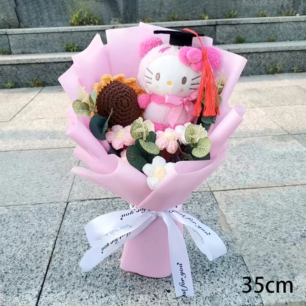 Graduation Hello Kitty Kuromi My Melody Cinnamoroll Plush Sunflower Bouquet Gift Valentine's Day Xmas Girl Friend  Gifts