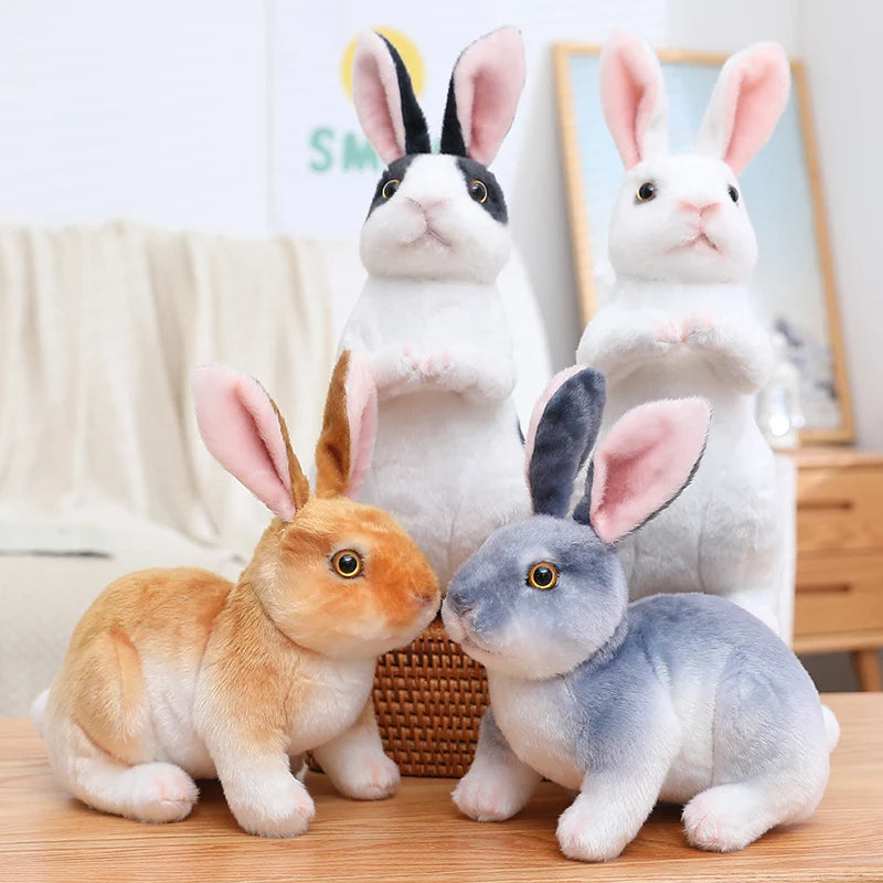 Simulation Kawaii Long Ears Realistic Rabbit Plush Toy Lifelike Animal Stuffed Doll Toys for Birthday Gift Room Decor