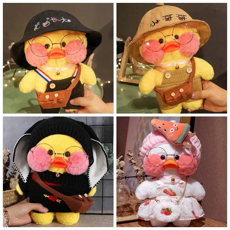 30cm LaLafanfan Cafe Duck Plush Toys LaLafanfan Clothes Cartoon Stuffed Dolls Ducks Accessories Outfit Hair Band Kids Girls Gift