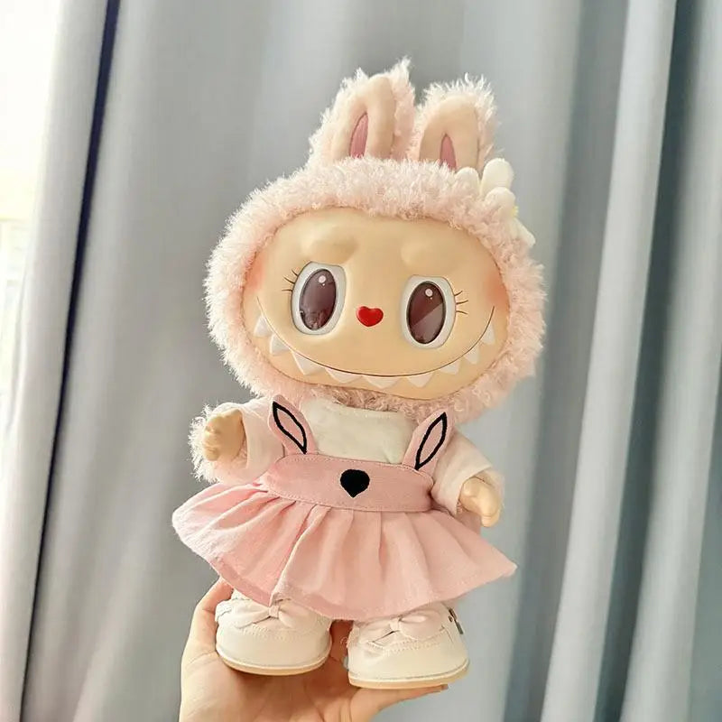 For 38 Cm Labubu plush doll clothes outfit doll MOKOKO coat rabbit ear strap skirt set  Accessories Cute Decoration