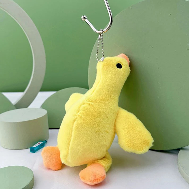 Stuffed Goose Keychain Cute Lie Down Goose Plush Keychain Adorable Stuffed Doll Ornament For Backpack Couple Key Ring Charm