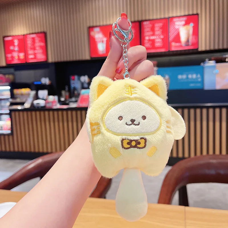 Sanrio Fish Plush Keychain Cartoon Sanrio Plush Cinnamoroll Kuromi Melody Pompompurin Keychain Anime Pendant Bag Decor Kid Gifts