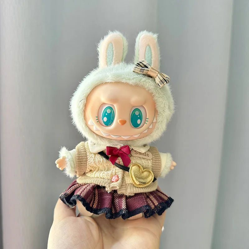 For 17cm Labubu V1 V2 Idol Dolls Clothes Cute Hoodie Mini Doll Sitting Party Outfit Clothing Korea Kpop Exo DIY Gifts