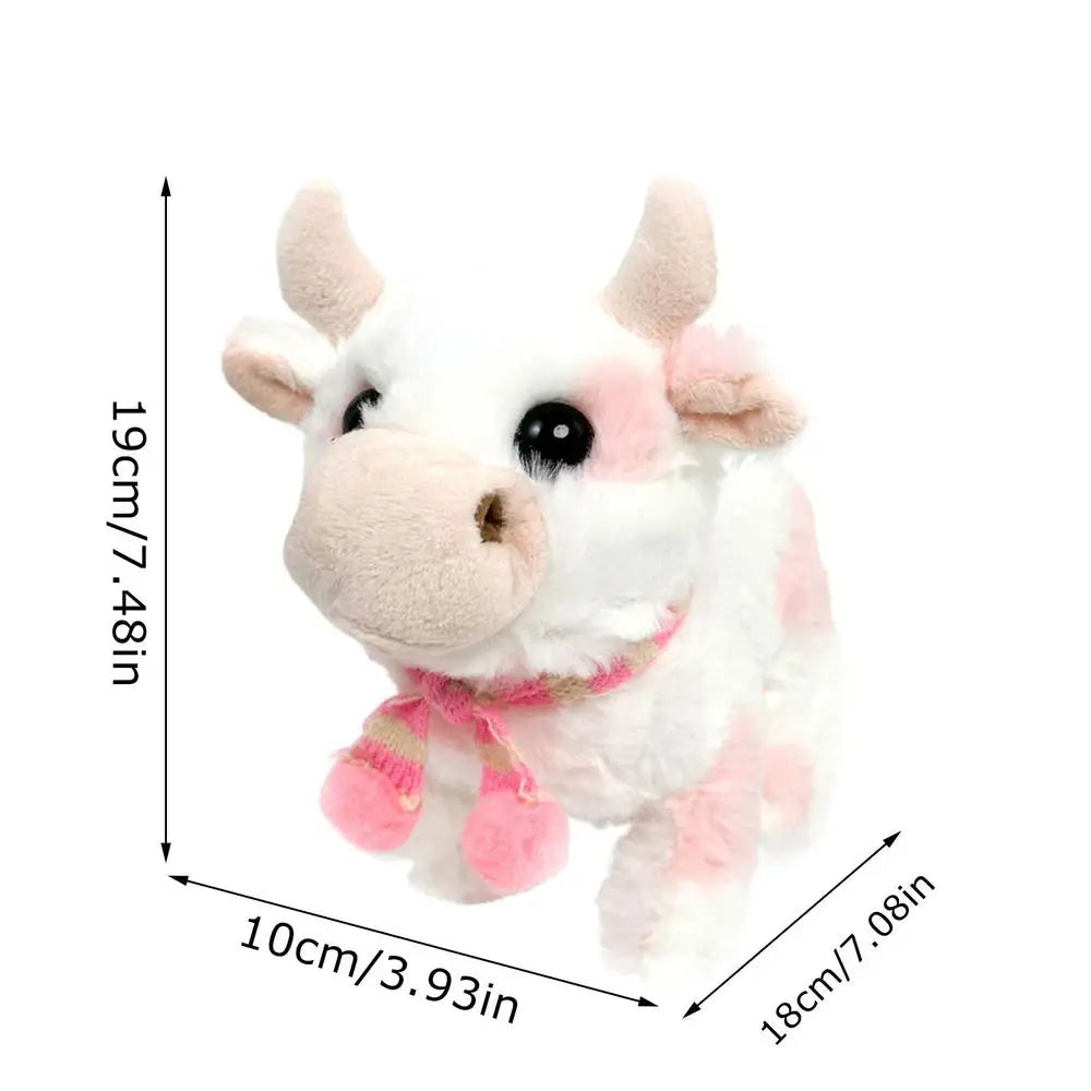 Toy Cows Electronic Pet Animal Plush Cow Battery Operated Cattle Toy With Sounds Learning And Educational Toy Interactive For