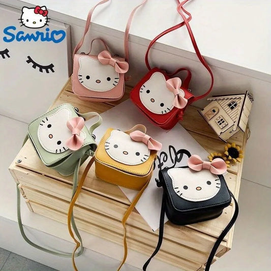 Sanrio Hello Kitty Kawaii Cute PU Shoulder Bag New Fashion Trendy Women's Crossbody Bag with Bow Perfect Gift for Girlfriend