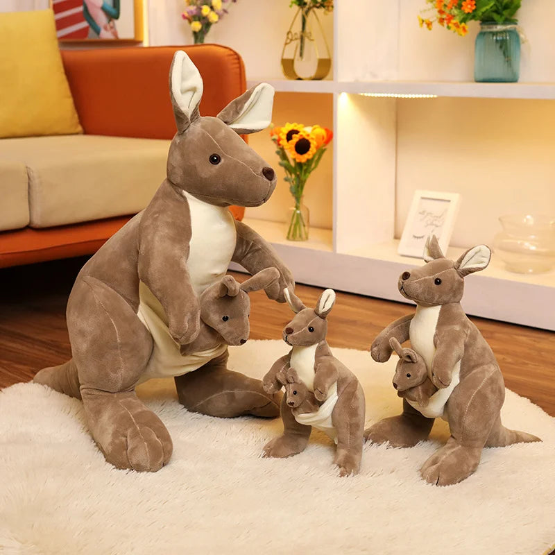 27/35/60CM Liifelike Kangaroo Plush Toy Kids Toy Australian Animal Kangaroo with Baby Plush Toys Funny Gift For Children