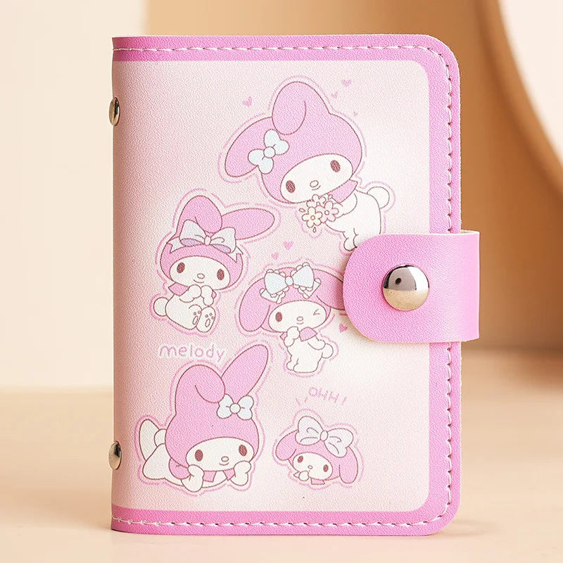 Kawaii Sanrio Wallet Bag Hello Kitty Bank Card Bag Id Credit Card Holder Cartoon Kuromi My Melody Cinnamoroll Bag Pu Mini Album