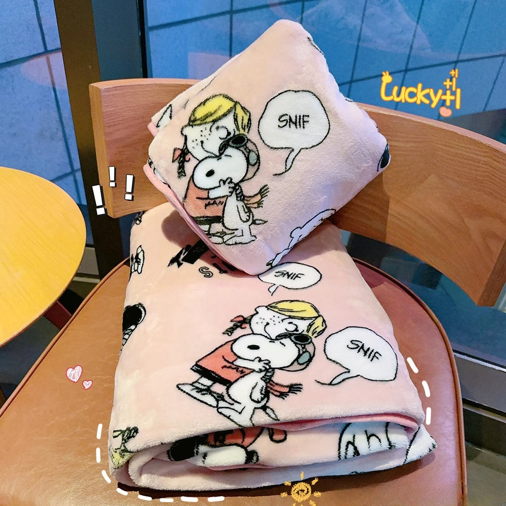 Cartoon Snoopy Plush Blanket Comfortable Lovely Anime Warm Flannel Blanket Pillowcase Nap Blanket Bedspread Sofa Bed Girl Gifts