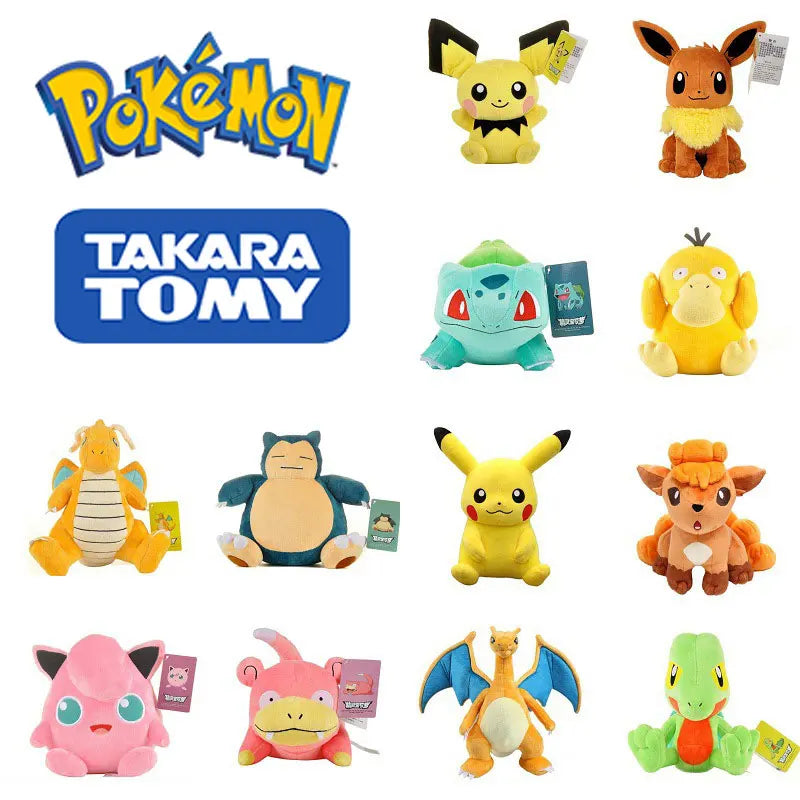 High Quality Pokémon Stuffed Animals Kawaii Pikachu Plush Toy Bulbasaur Eevee Dnorlax Squirtle Figures Gifts for Children