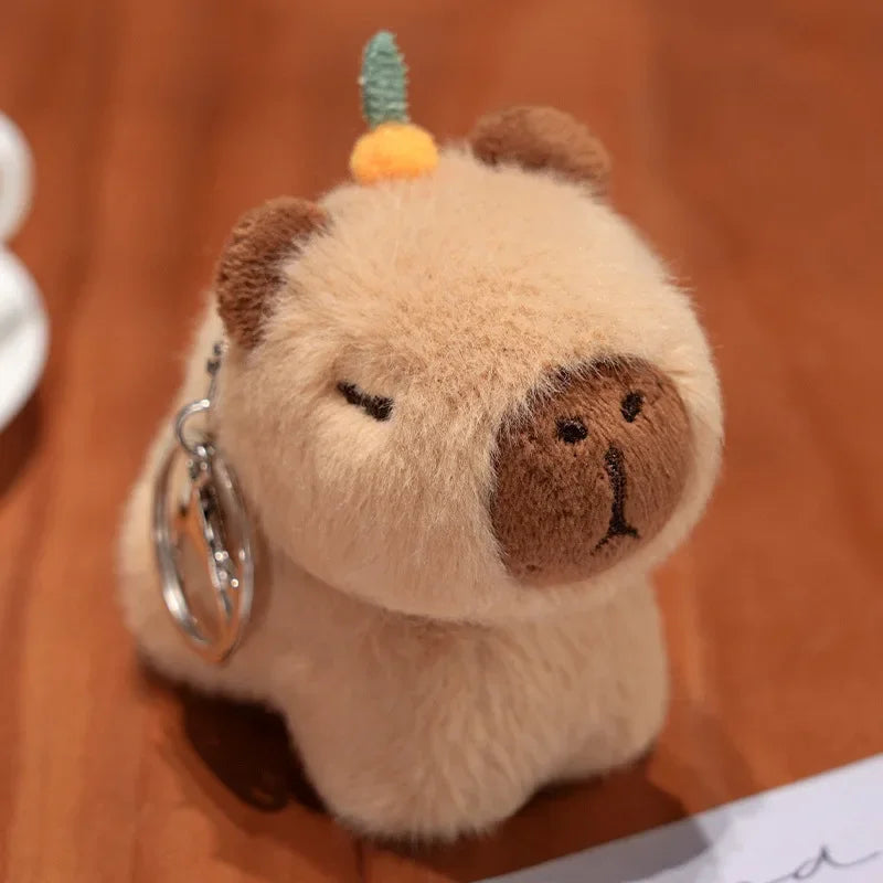 Capybara Plush Toy Pendant Capibara Plushie Keychain Kawaii Bag Key Ring Cute Dog Cat Dolls Car Decoration Christmas Gift