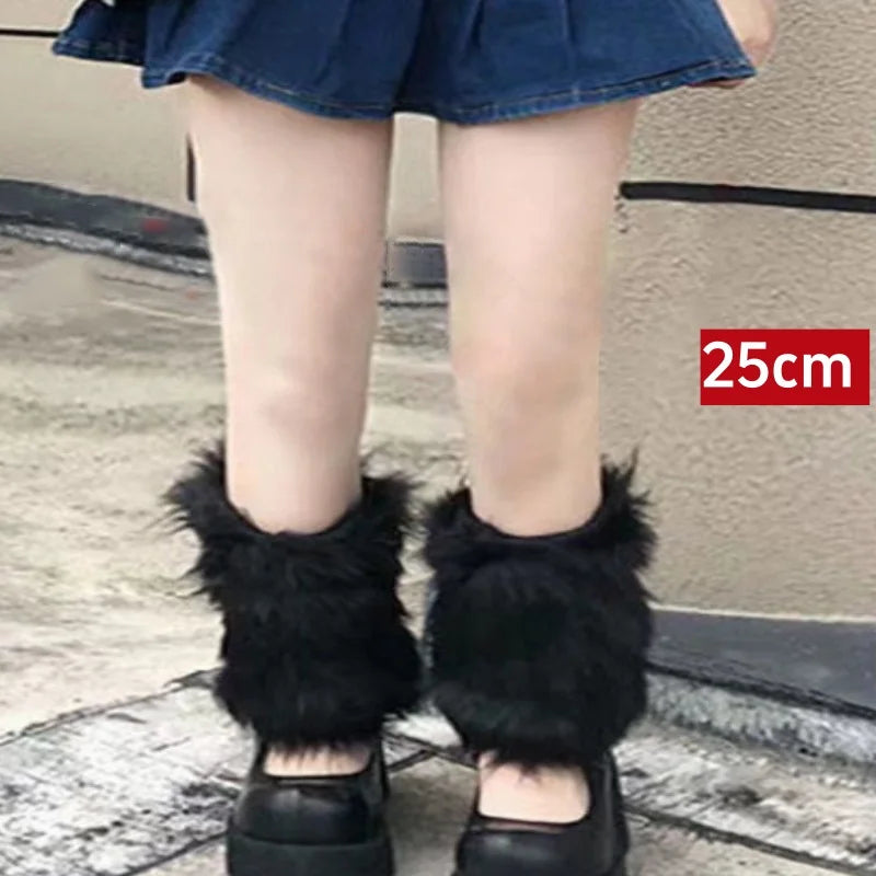 1Pair Y2K Spicy Girl Imitation Rabbit Fur Grass Leg Covers Plush Thickened Velvet Subcultural Tubing Stacked Furry Leg Warmers