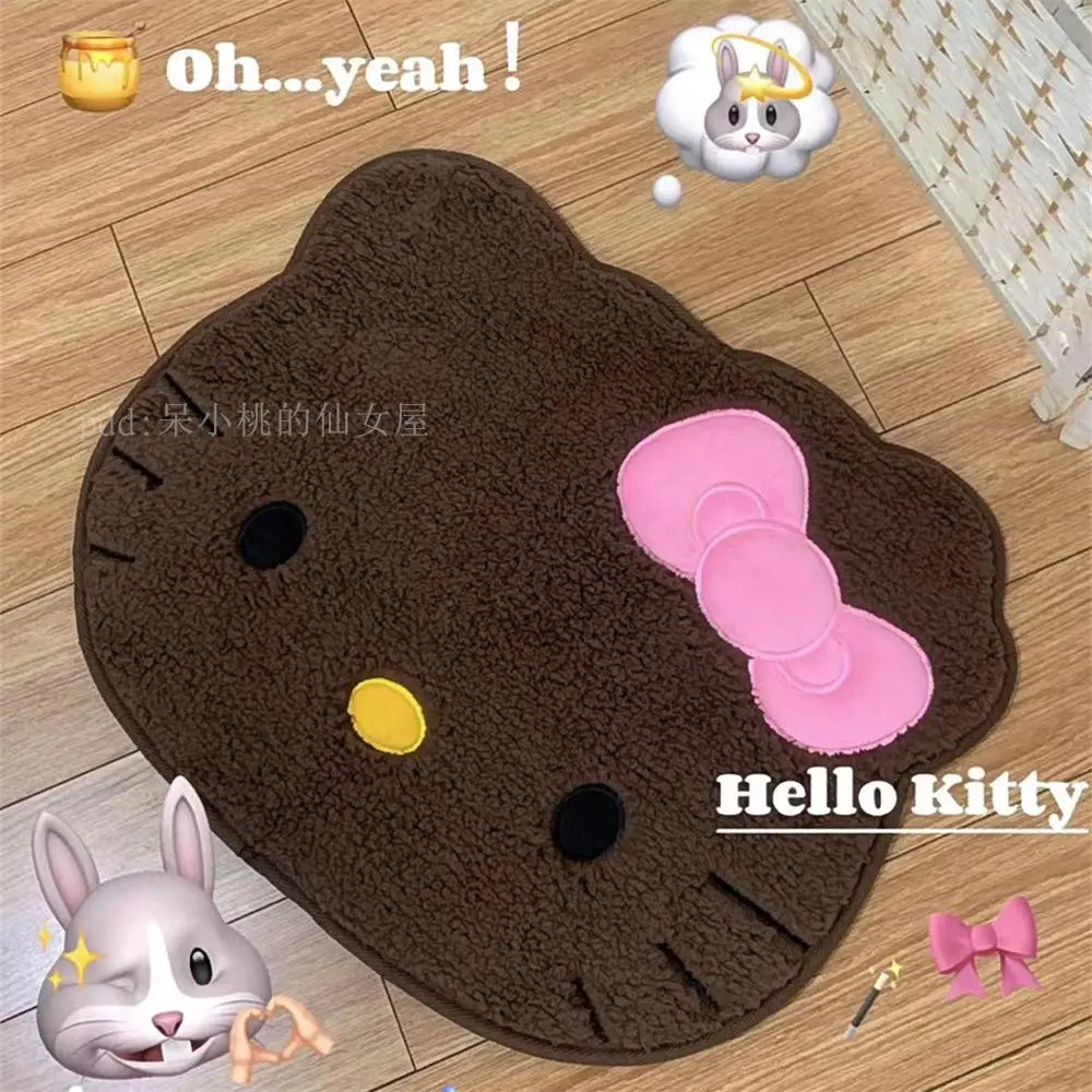 Kawaii Creative Hello Kitty Carpet Cartoon Anime Bedroom Plush Rug Children Girls Living Room Cute Floor Mat Doormat Decoration