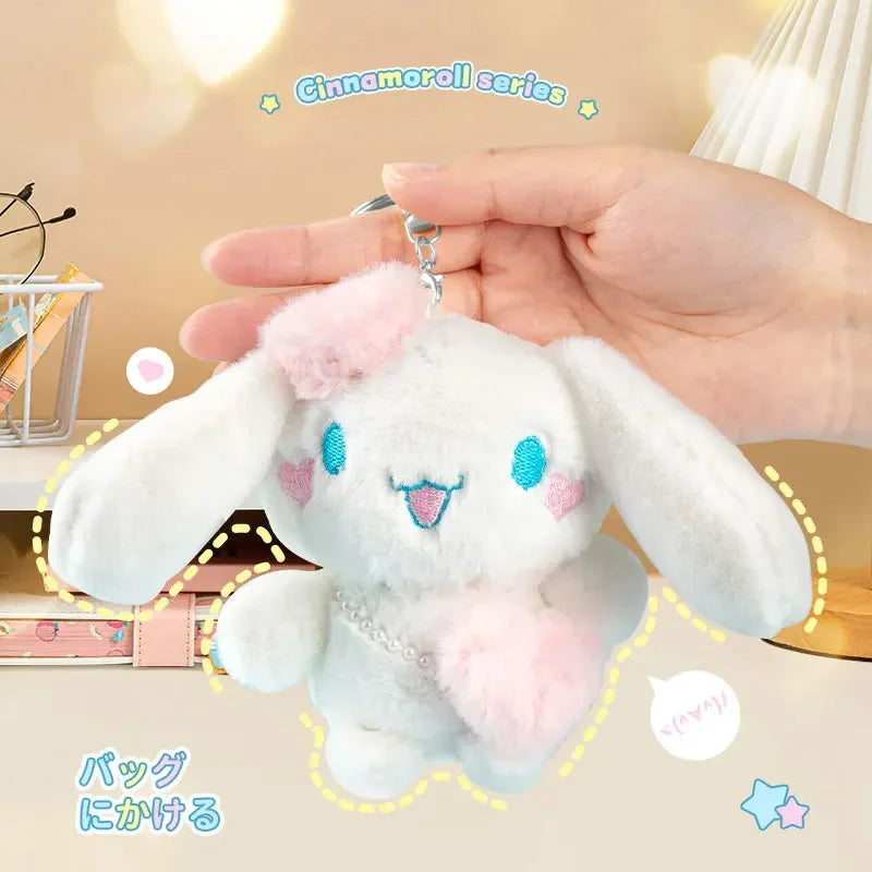 Sanrio Series Cute Plush Keychains Pendant Toys Cinnamoroll Hello Kitty Kuromi My Melody Figures Kawaii Peluche Doll Kid Gifts