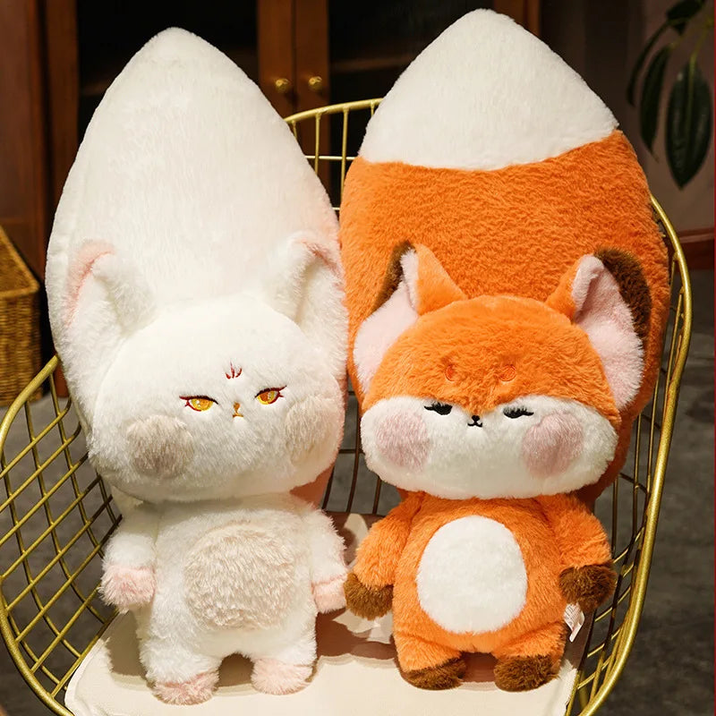 60cm Chubby Lovely Plush Fox With Long Tails Toys Soft Stuffed Animals Orange Fox Dolls Baby Kids Sleep Dolls Room Pillow