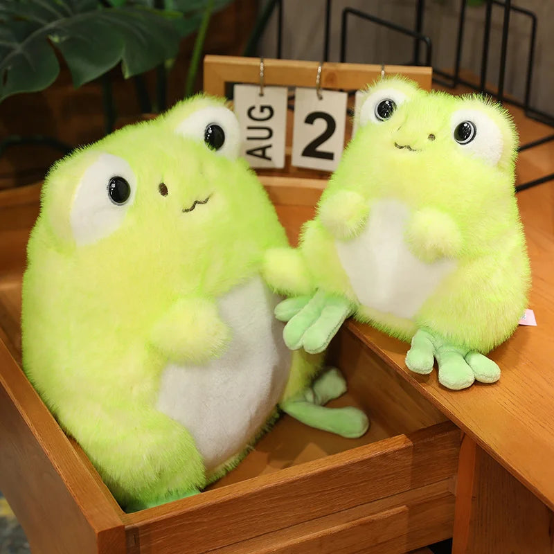 Funny Green Frog Plush Toy Soft Plushie Stuffed Frog Figure Dolls Cute Cartoon Animal Doll For Children Birthday Gift Room Decor