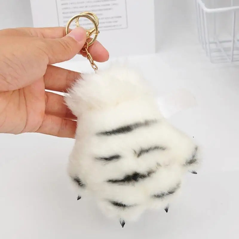 Tiger Paw Keychain Cute Stuffed Tiger Paw Keychain Portable Cartoon Paw Plush Backpack Decorative Charm For Thanksgiving Easter