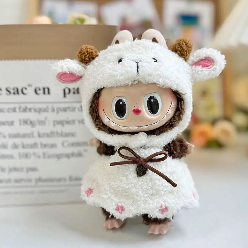 clothes only for 17cm labubu Clothing Accessories Doll Little Sheep Overalls set