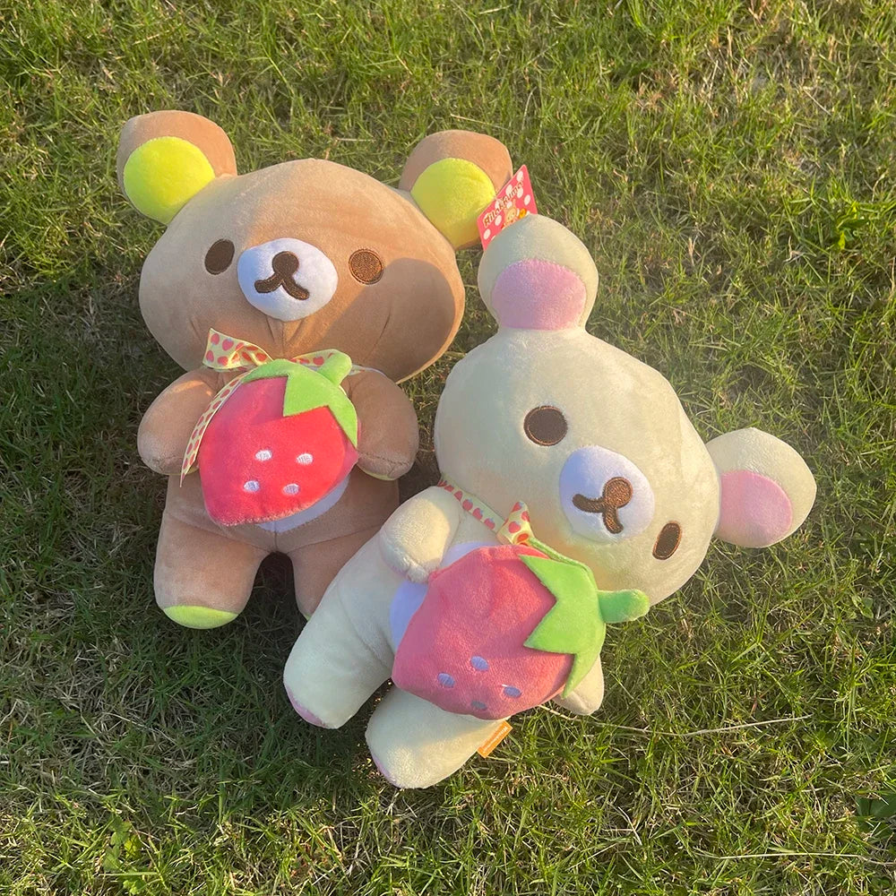 Strawberry Rilakkuma Plush Kawaii Anime Brown Bear Pelcuhe Teddy bear Stuffed Doll Cute Couple Toys Present Birthday Gifts