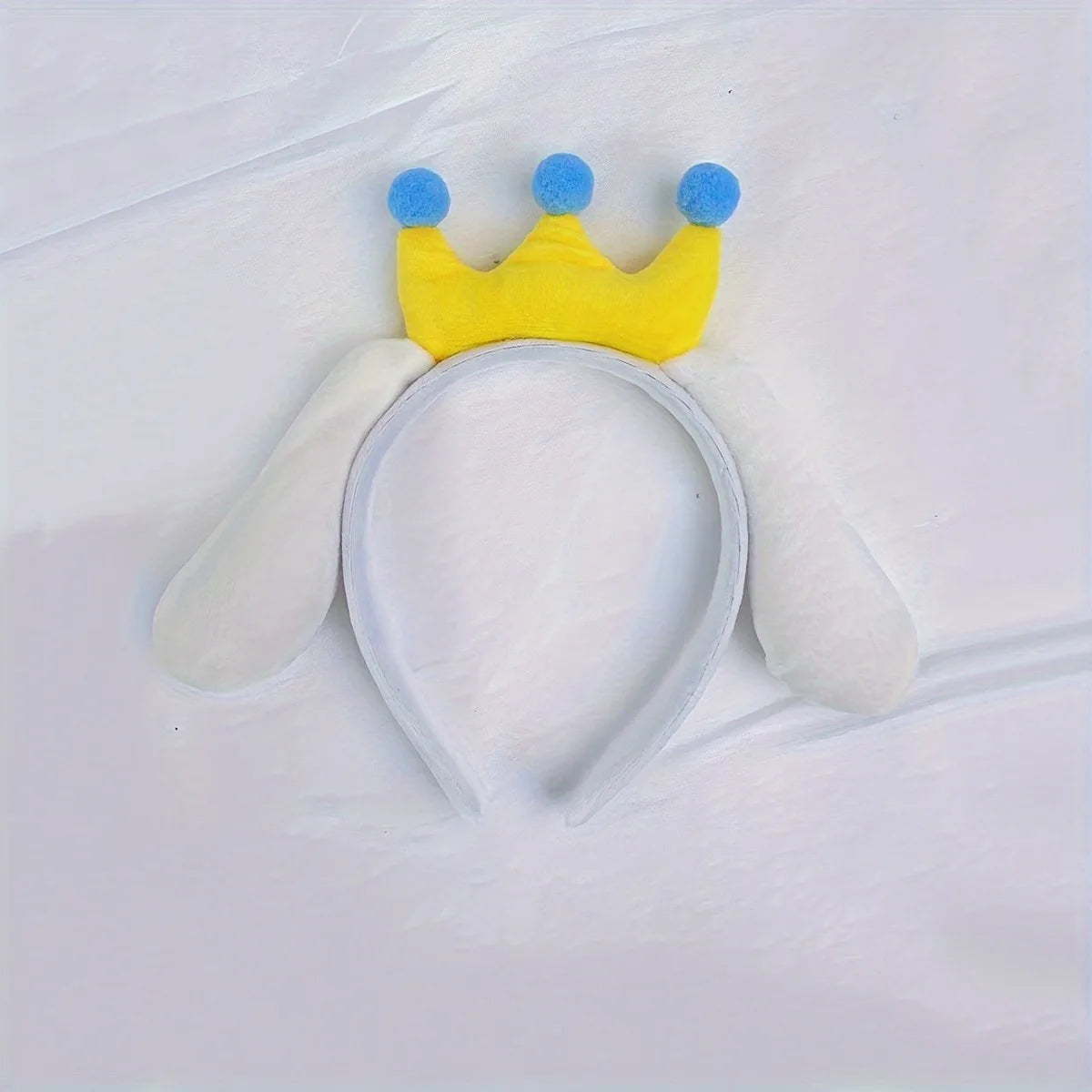 Adorable Anime Cinnamoroll Ears Headband Plush Hair Band Cute Crown Bow Decor Headdress Nonslip Head Hoop For Women Girls