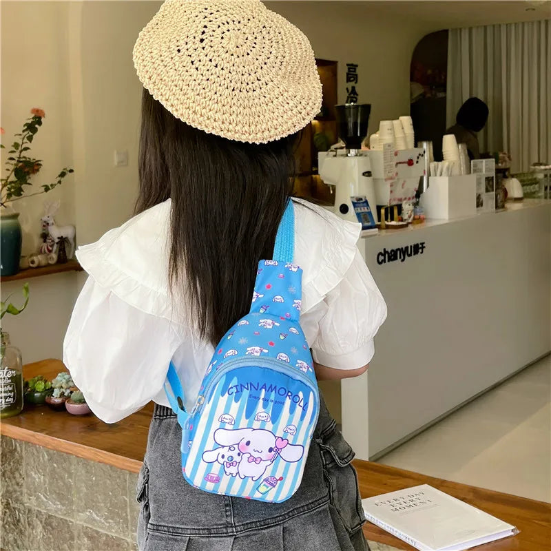 Sanrio Bag Cinnamoroll Bag Cartoon Shoulder Handbag Kuromi Kawaii Hello Kitty Chest Bags Kid Travel Backpack Crossbody Girl Gift