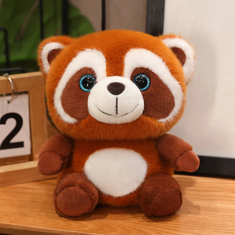 20CM Lifelike Red Panda Stuffed Animals Raccoon Plush Toy Lying Fox Raccoon Pillow Backrest Sleeping Doll