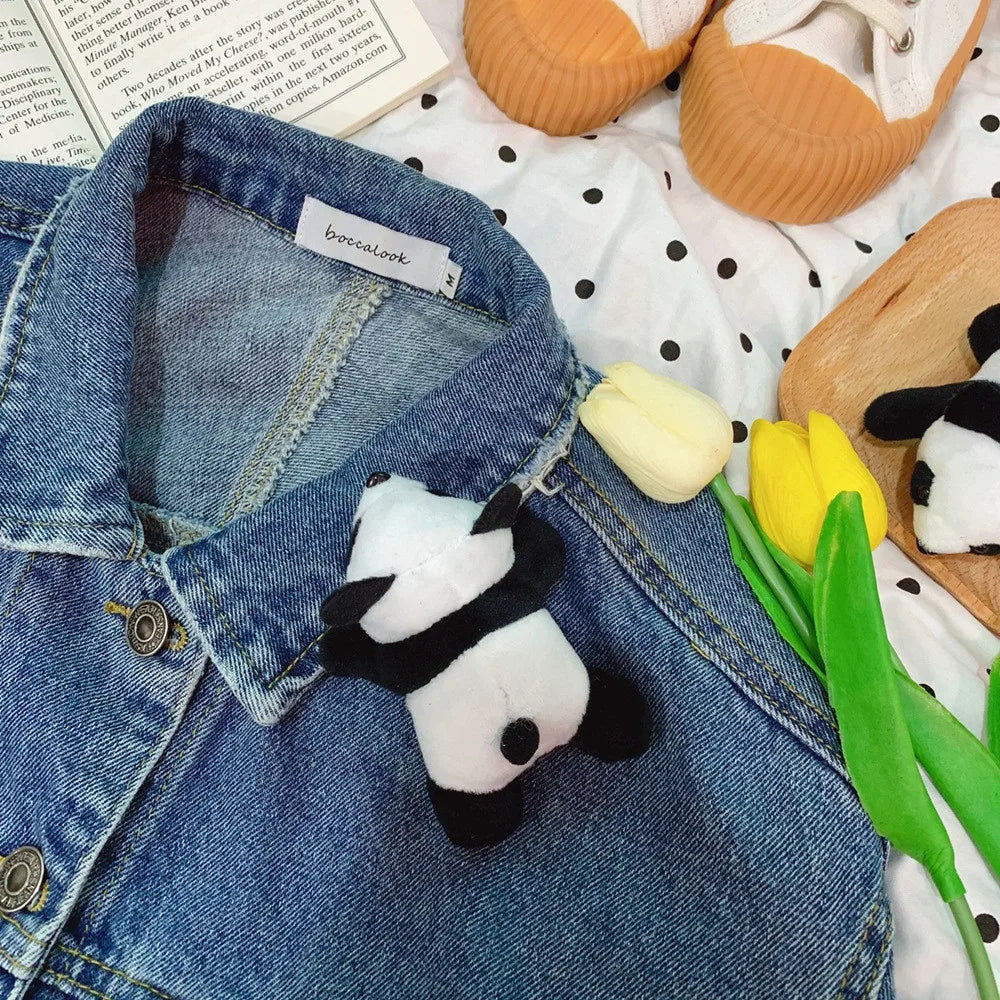 New Little Panda Brooch Plush Toy Panda Cartoon Doll Brooch Accessories Schoolbag Clothing Accessories