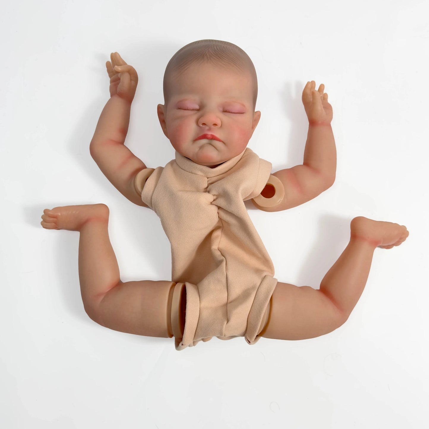 NPK 20inch Already Painted Reborn Doll Parts August Sleeping Baby 3D Painting with Visible Veins Cloth Body Included