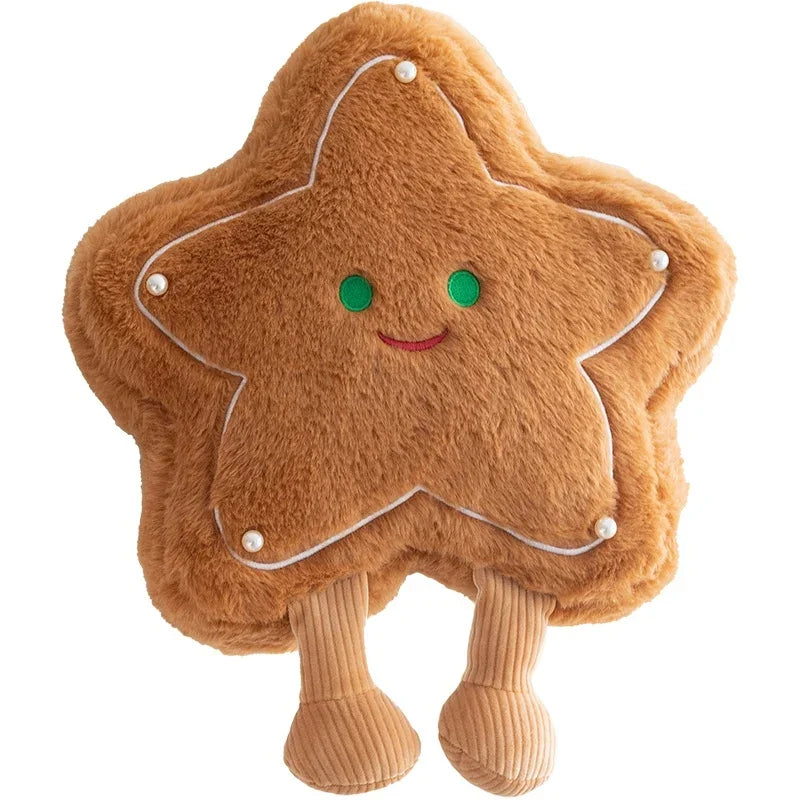 Creative Cookie Pillows Star / Tree Shaped Biscuits Stuffed Plush Toys Realistic Food Snack Seat Cushion Plushie Props Gifts