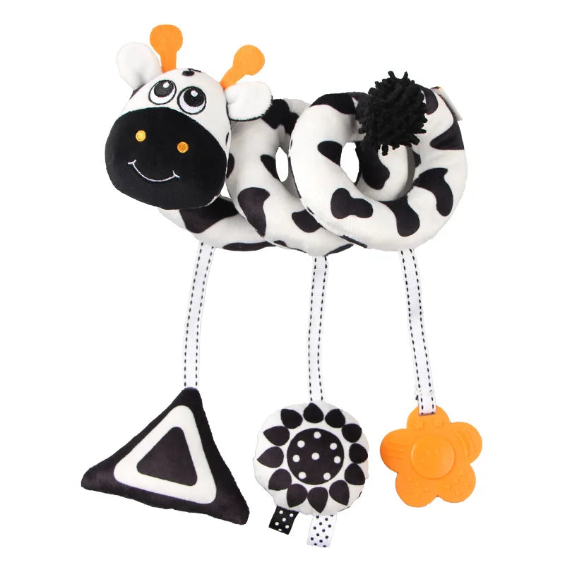 New Black And White Baby Bed Hanging Toy Hanging Spiral Rattle Cart Pendant Interactive Early Education Newborn 0-2 Years Gifts