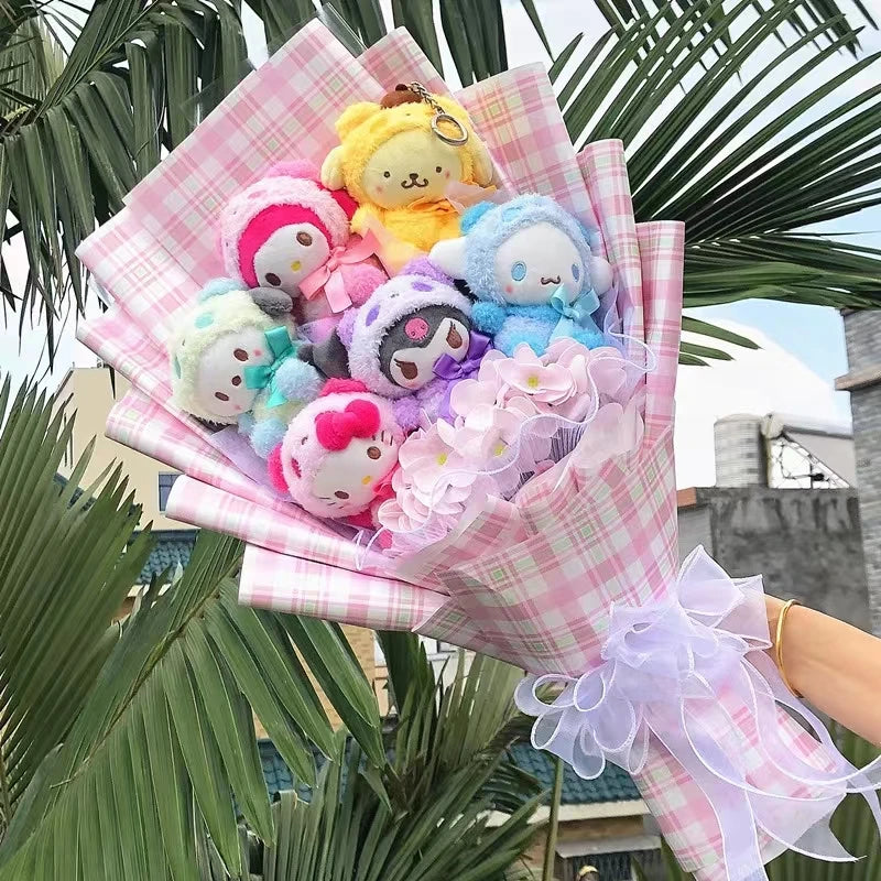 Kuromi My Melody Hello Kitty Cinnamoroll Sanrioed Anime Doll Toy  Plush Bouquet Valentine's Day Christmas Graduation Holiday Gif