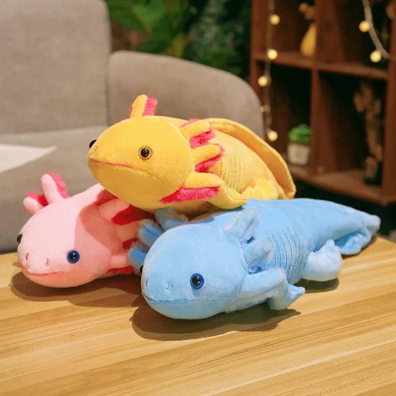 45CM Cute Axolotl Stuffed Plush Toy Real Life Simulation Ambystoma Mexicanum Dinosaur Animal Model Plush Doll For Kids Gifts