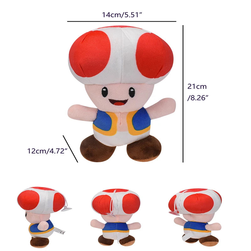 Yellow Blue Red Green Toad Toadette Mushroom Mario Bros Plush Toys  Stuffed Doll Soft Toys Birthday Gift For Kids