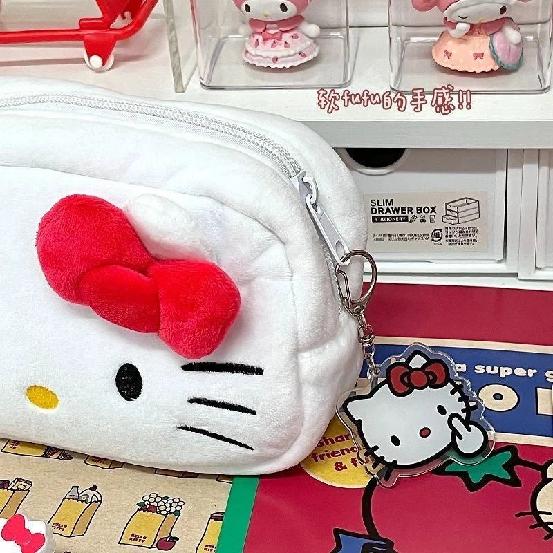 Hello Kitty Sanrio Pochacco Cute Plush Japanese Ins Style Pencil High-capacity Case Pencil Case Student Stationery Cartoon Gift