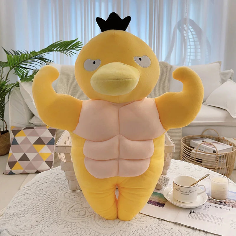 55/80cm Funny Strong Bulbasaur Charmander Plush Toy Stuffed Big Muscle Psyduck Plushies Pillow Back Cushion Home Decor Gifts