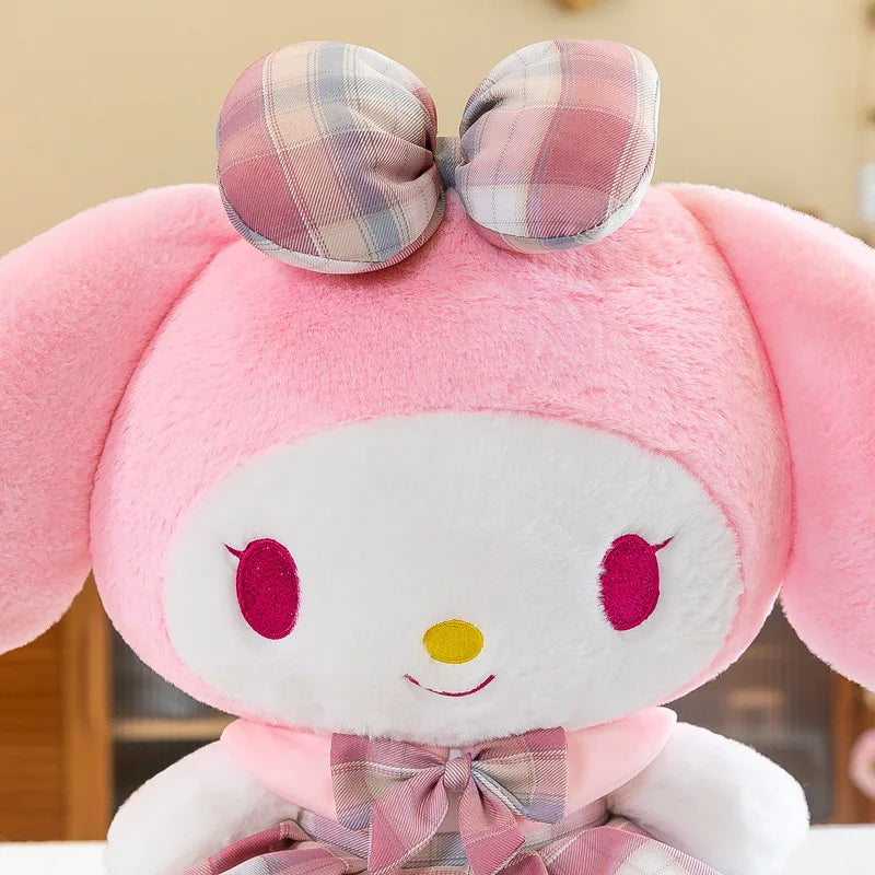 Sanrio Kuromi Melody JK Plaid Skirt  Stuffed Toys Plushier Soft Throw Pillow Plush Dolls Birthday Gift Valentines Gift