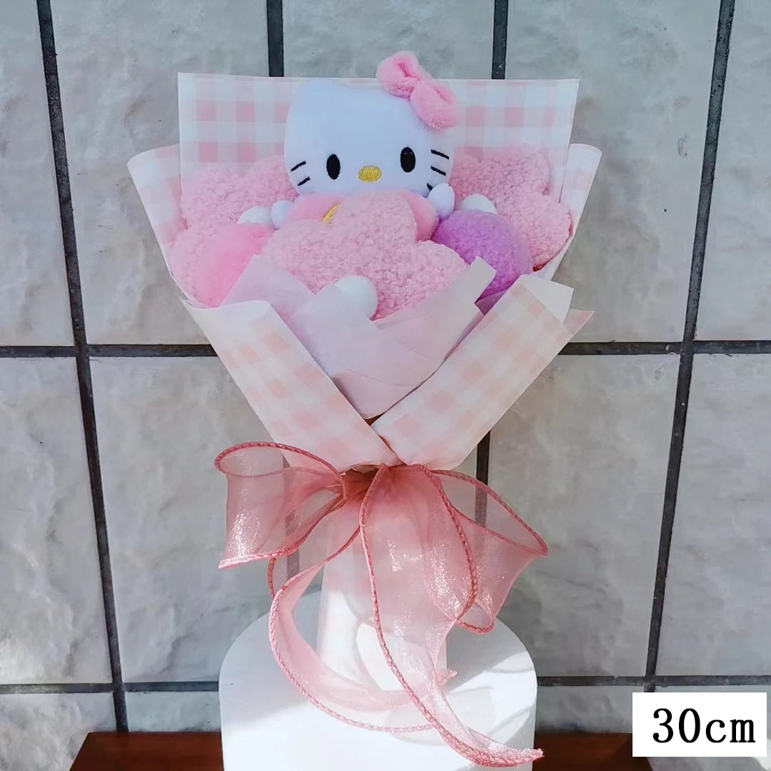 Sanrioed Kuromi My Melody Cinnamoroll Hello Kitty Anime Doll Toy Cartoon Plush Bouquet Valentine's Day Christmas Graduation Gift