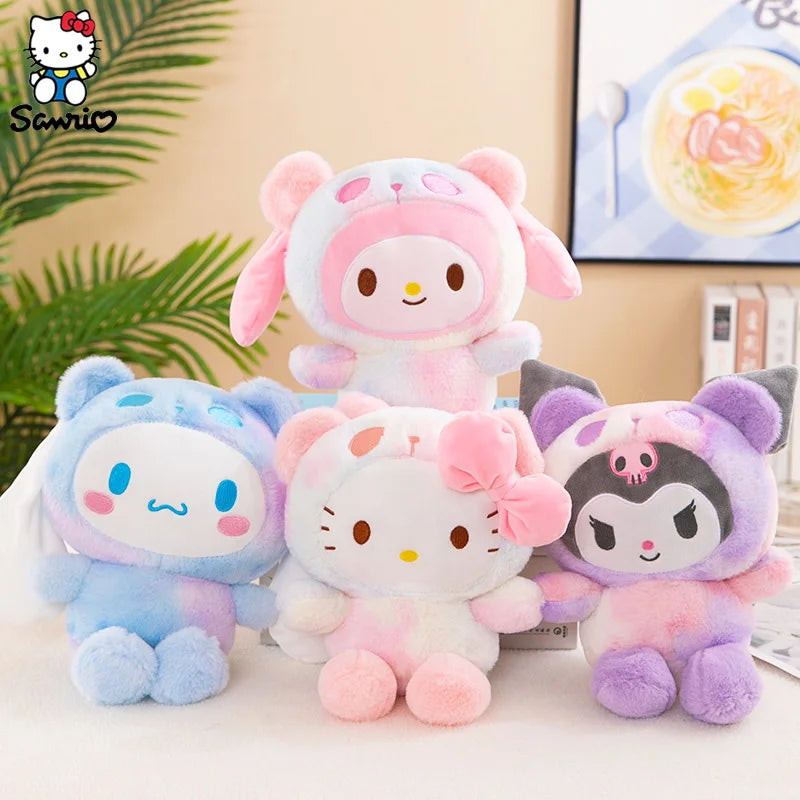 Kawaii Sanrio 25CM Plush Dolls Kuromi Hello Kitty Melody Cinnamoroll Plush Soft Stuffed Animals Dolls Plushie Pillow Xmas Gifts