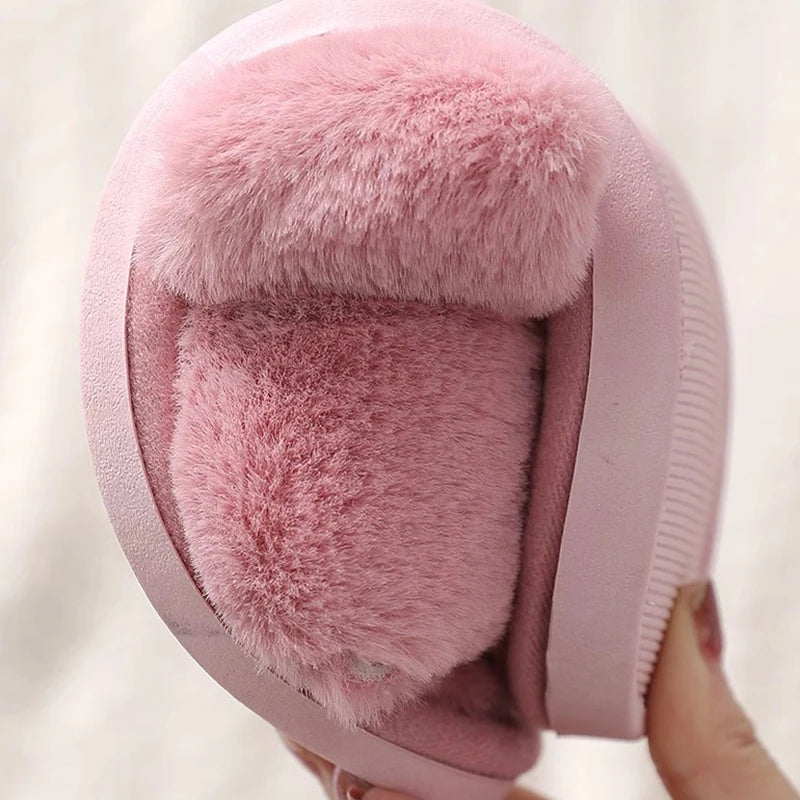 Winter cross imitation rabbit fur warm fur slippers Korean version women's indoor home slippers women's outdoor slippers