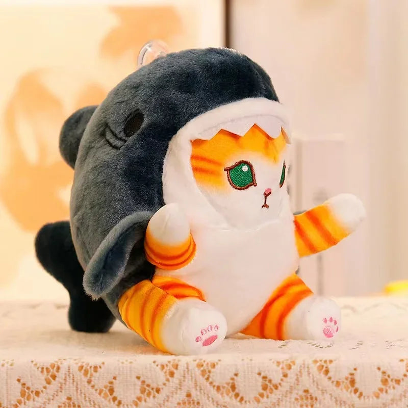 12cm Hot Cute Shark Cat Fried Shrimp Cat Plush Doll Pendant Doll Beautiful Room Car Bag Decoration Pendant Opening Holiday Gift