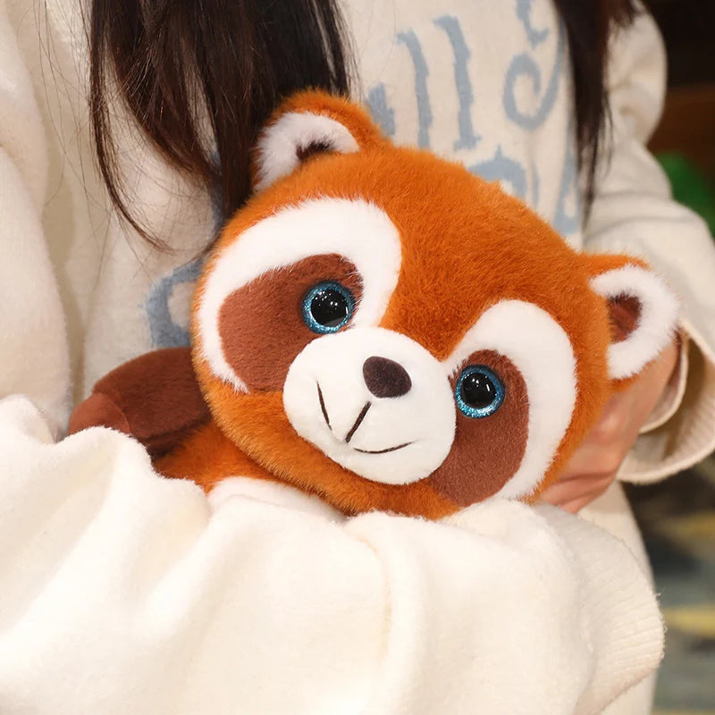 20CM Lifelike Red Panda Stuffed Animals Raccoon Plush Toy Lying Fox Raccoon Pillow Backrest Sleeping Doll