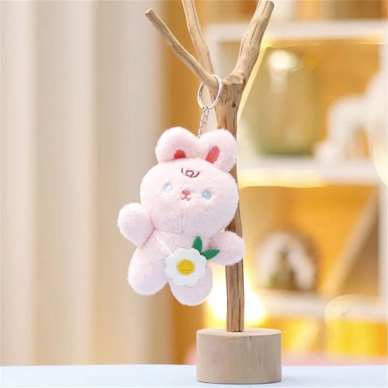 Cartoon Rabbit Panda Bear Plush Toys Pendant Cute Stuffed Animal Doll Keychain Bag Pendant Backpack Hanging Decoration Kid Gifts