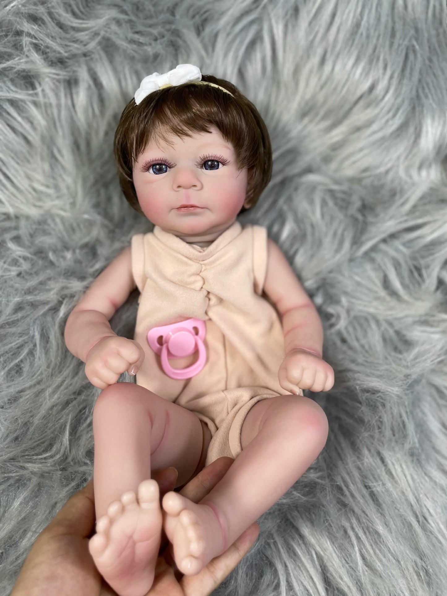 19 Inch Painted Reborn Doll Kit Felicia With Hair and Eyelashes 3D Skin Visible Veins Doll Mold Parts With Cloth Body