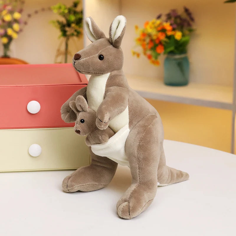 3Sizes Simulation Kangaroo Plush Toy Kangaroo Mother With Baby Cute Appease Doll To Send  Children's Birthday Gift Sofa Decor