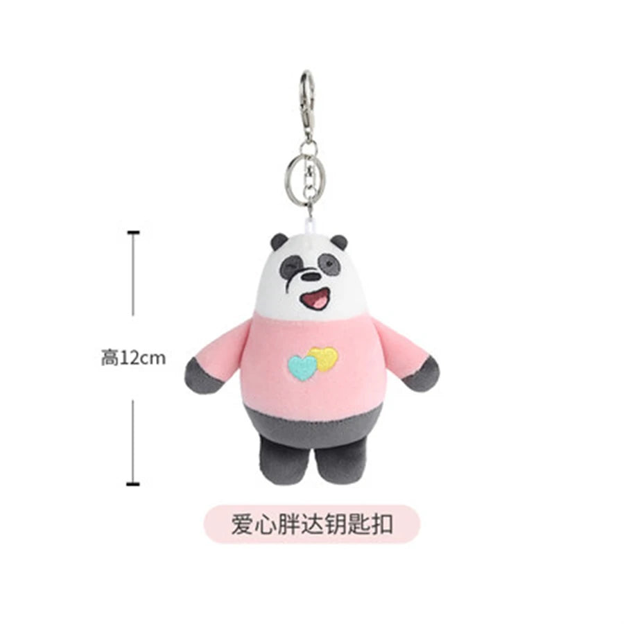 12cm We Bare Bears Anime Plush Keychain Toys Pendant Grizzly Panda Ice Bear Key Ring Stuffed Dolls Plushies Gifts