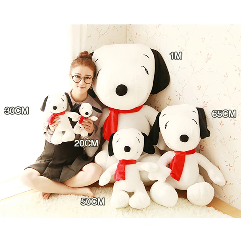 Big Size Dog Snoopy Plush Toy Cute Soft Anime Cartoon Wearing Scarf Animal Stuffed Doll Girls Pillow Christmas Gifts for Kids