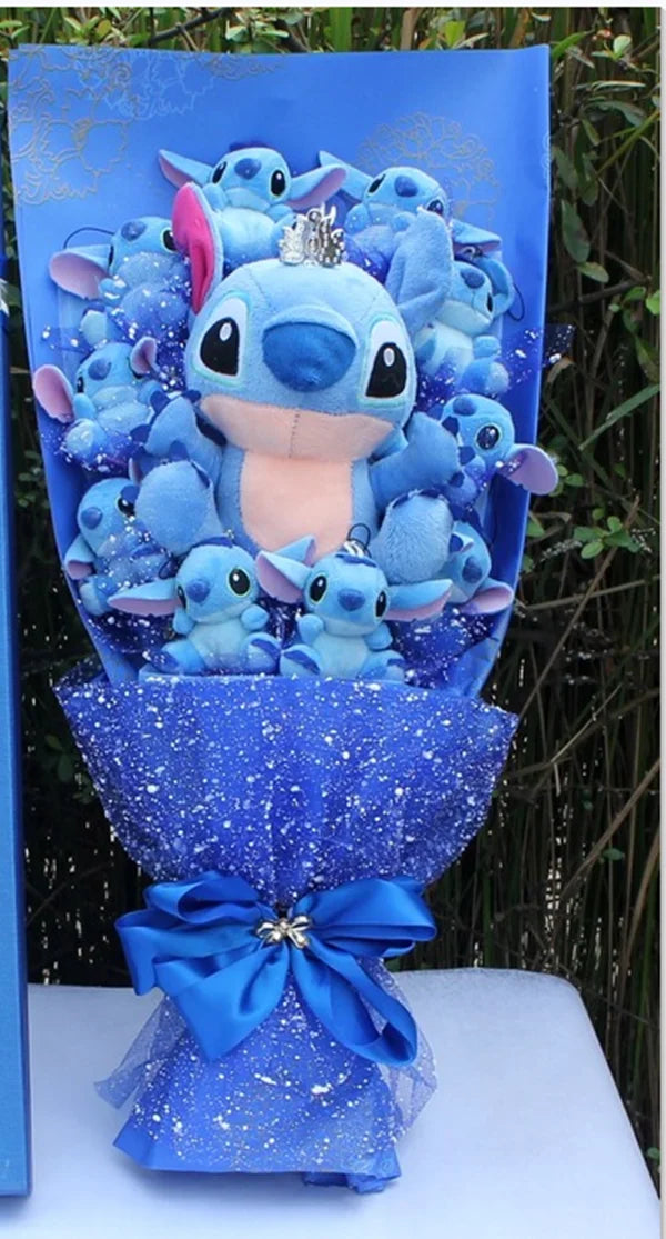 Disney Lilo Stitch Cartoon Flower Bouquet Plush Doll Kawaii Stitch Graduation Bouquet Toy Valentine Birtdhay Wedding Party Gift